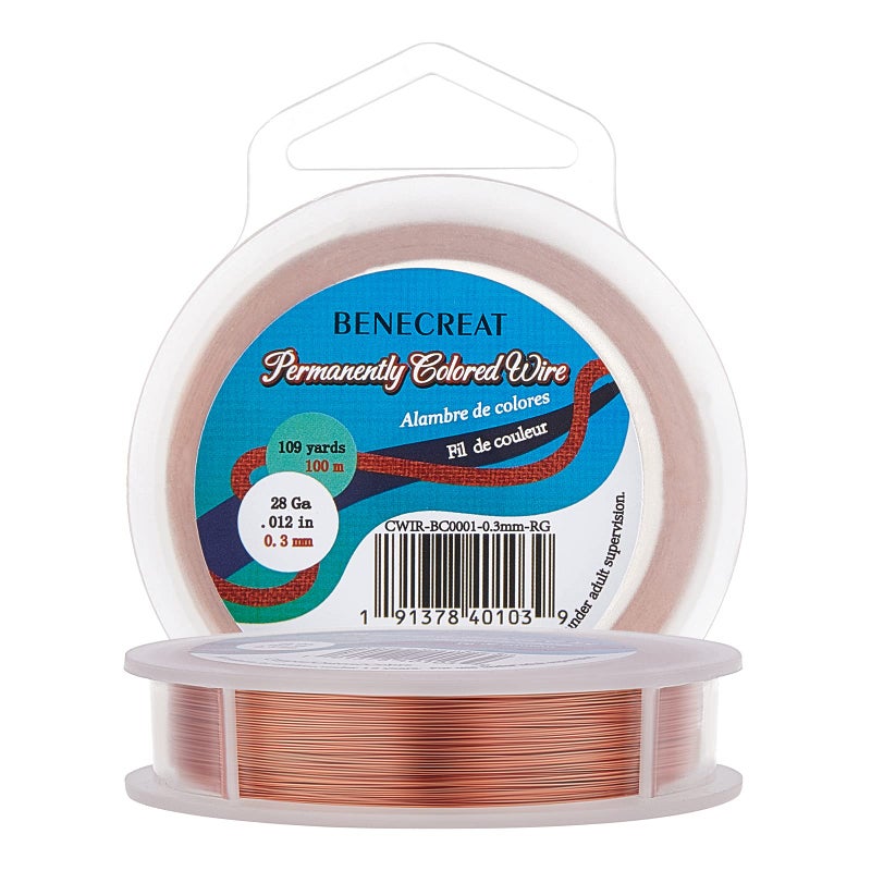 BENECREAT 28 Gauge 328FT Copper Jewelry Wire - Tarnish Resistant Craft Wire for Bracelet & Necklace Making - Image 1